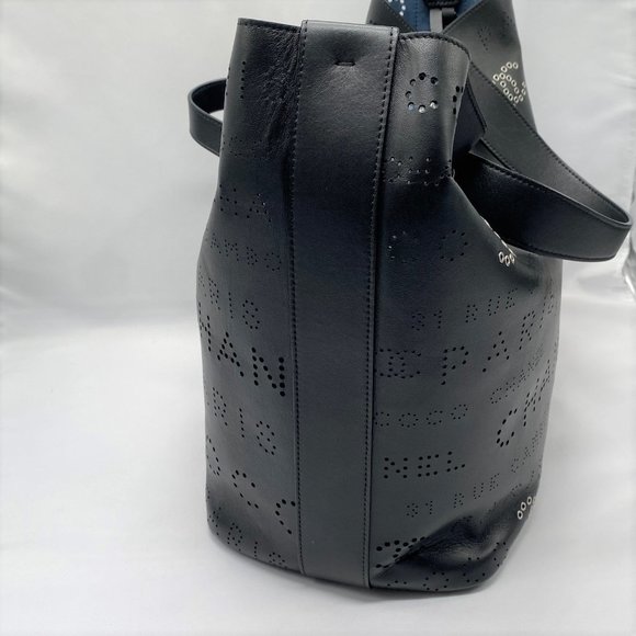 Chanel Black Logo Eyelets Shopping Tote Perforated Calfskin with Silver Hardware - Picture 6 of 14